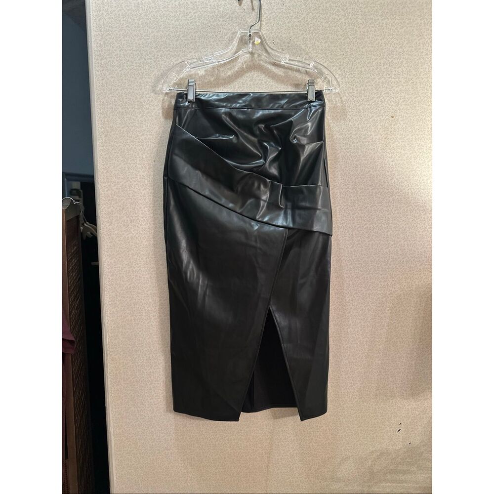 NWOT Commense vegan leather midi skirt